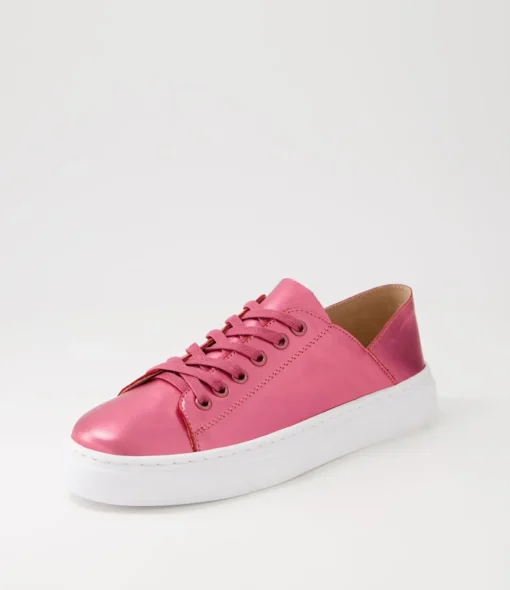 Shop Oskhar Guava Metallic Leather Sneakers Women Sneakers