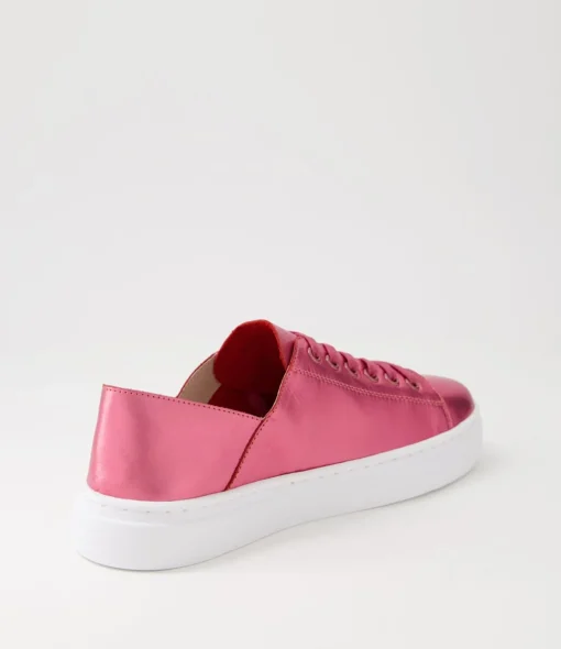 Shop Oskhar Guava Metallic Leather Sneakers Women Sneakers