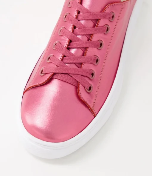Shop Oskhar Guava Metallic Leather Sneakers Women Sneakers