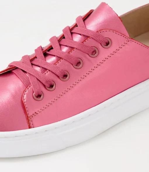 Shop Oskhar Guava Metallic Leather Sneakers Women Sneakers