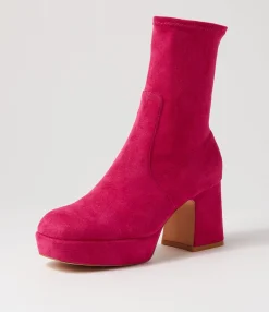 Best Sale Otis Fuchsia Stretch Microsuede Ankle Boots Women Ankle Boots