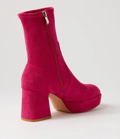 Best Sale Otis Fuchsia Stretch Microsuede Ankle Boots Women Ankle Boots