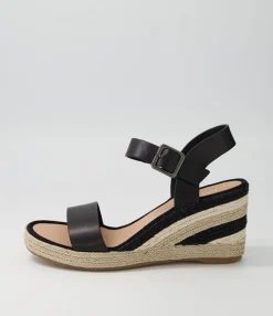 Sale Pako Black Multi Leather Espadrilles Women Wedges