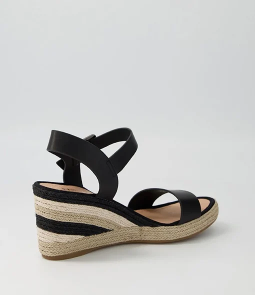 Sale Pako Black Multi Leather Espadrilles Women Wedges