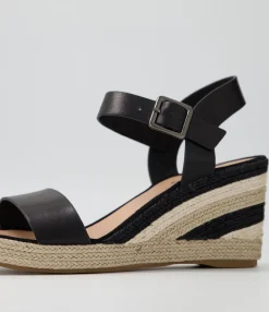 Sale Pako Black Multi Leather Espadrilles Women Wedges