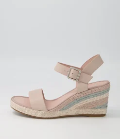 Hot Pako Pale Pink Multi Leather Espadrilles Women Wedges