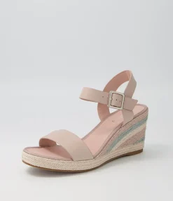 Hot Pako Pale Pink Multi Leather Espadrilles Women Wedges