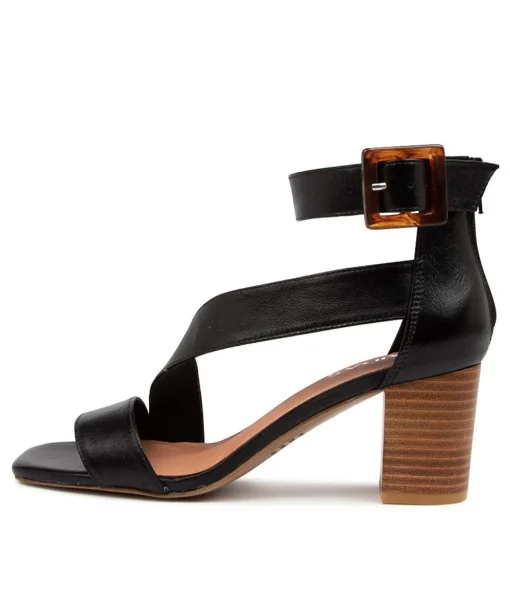 Best Perra Black Leather Women Heels