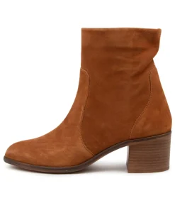 Online Pettie Cognac Suede Women Ankle Boots