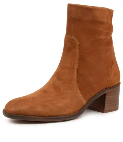 Online Pettie Cognac Suede Women Ankle Boots