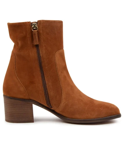 Online Pettie Cognac Suede Women Ankle Boots