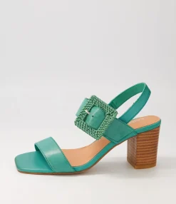 Fashion Pina Emerald Emerald Leather Buckle Sandals Women Heels