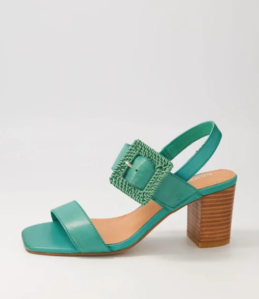 Fashion Pina Emerald Emerald Leather Buckle Sandals Women Heels