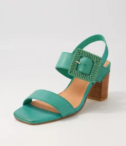 Fashion Pina Emerald Emerald Leather Buckle Sandals Women Heels