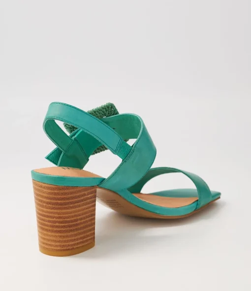 Fashion Pina Emerald Emerald Leather Buckle Sandals Women Heels
