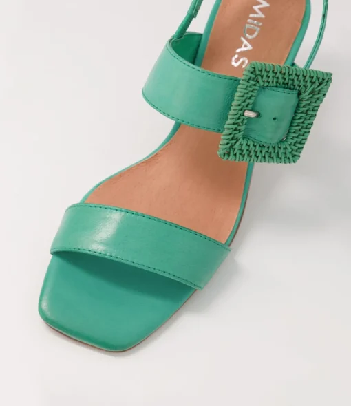 Fashion Pina Emerald Emerald Leather Buckle Sandals Women Heels