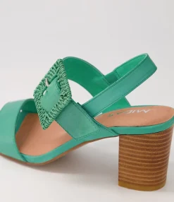 Fashion Pina Emerald Emerald Leather Buckle Sandals Women Heels