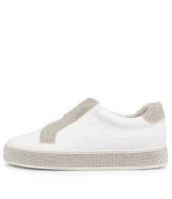 Cheap Pleese White Silver Leather Sneakers Women Sneakers