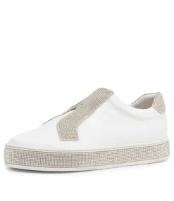Cheap Pleese White Silver Leather Sneakers Women Sneakers