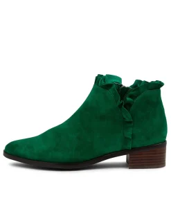 Shop Pretti Dark Emerald Suede Ankle Boots Women Ankle Boots