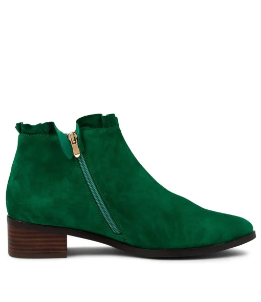 Shop Pretti Dark Emerald Suede Ankle Boots Women Ankle Boots