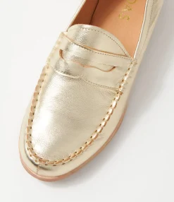 Cheap Quarrel Pale Gold Leather Loafers Women Loafers