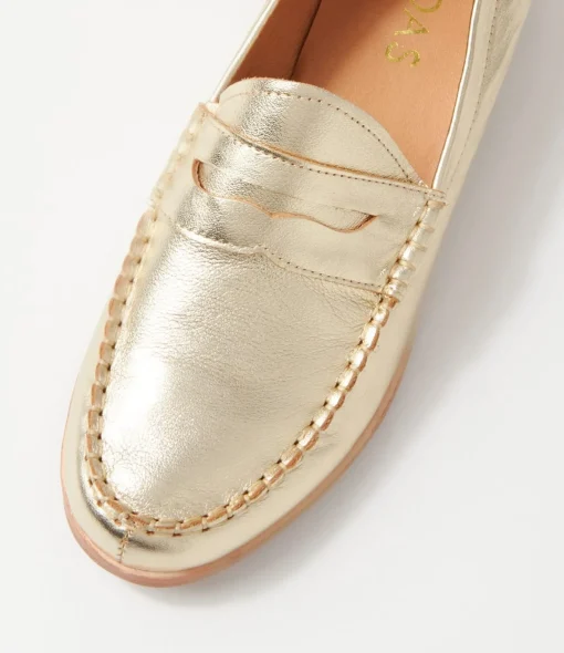 Cheap Quarrel Pale Gold Leather Loafers Women Loafers
