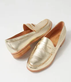 Cheap Quarrel Pale Gold Leather Loafers Women Loafers
