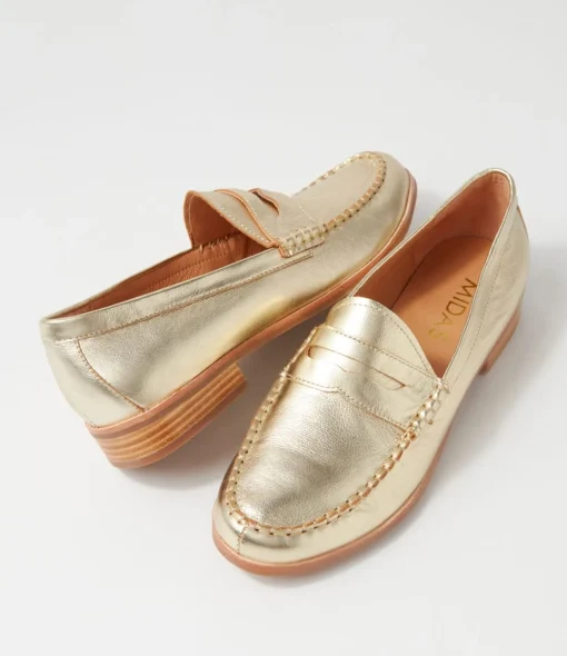Cheap Quarrel Pale Gold Leather Loafers Women Loafers