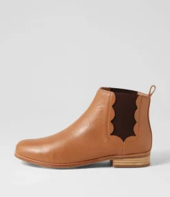 New Quirko Dark Tan Leather Chelsea Boots Women Ankle Boots