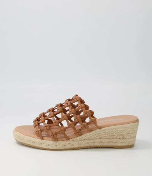 Best Sangria Dark Tan Natural Rope Leather Espadrilles Women Wedges