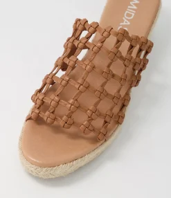 Best Sangria Dark Tan Natural Rope Leather Espadrilles Women Wedges