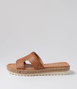 Store Santino Tan Weave Slides Women Flats