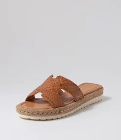 Store Santino Tan Weave Slides Women Flats