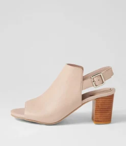 Discount Sarena Cafe Leather Sandals Women Heels