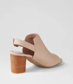 Discount Sarena Cafe Leather Sandals Women Heels