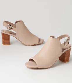Discount Sarena Cafe Leather Sandals Women Heels