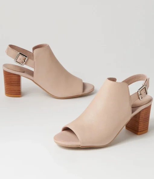 Discount Sarena Cafe Leather Sandals Women Heels