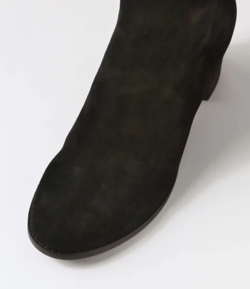 Best Settin Black Suede Stretch Microsuede Knee High Boots Women Boots