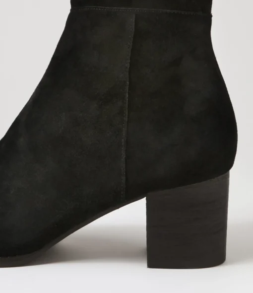 Best Settin Black Suede Stretch Microsuede Knee High Boots Women Boots