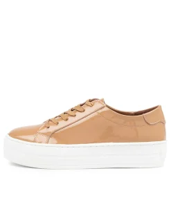Store Shelby Camel Patent Leather Sneakers Wt Sole Women Sneakers