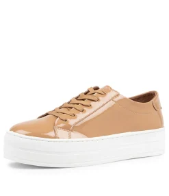 Store Shelby Camel Patent Leather Sneakers Wt Sole Women Sneakers
