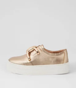 Online Shells Champagne White Leather Sneakers Women Sneakers