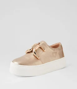 Online Shells Champagne White Leather Sneakers Women Sneakers