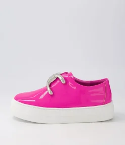 Shop Shells Hot Pink White Patent Leather Sneakers Women Sneakers