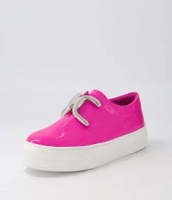 Shop Shells Hot Pink White Patent Leather Sneakers Women Sneakers
