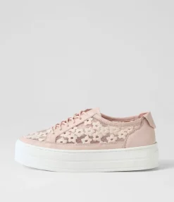 Best Sale Sirena Dusty Pink Leather Flower Sneakers Women Sneakers
