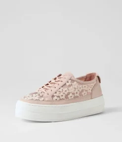 Best Sale Sirena Dusty Pink Leather Flower Sneakers Women Sneakers