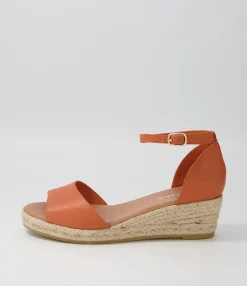 Clearance Skippy Bright Orange Rope Leather Espadrilles Women Espadrilles