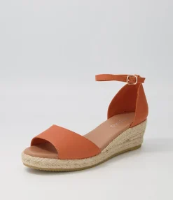 Clearance Skippy Bright Orange Rope Leather Espadrilles Women Espadrilles